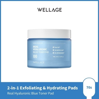WELLAGE Real Hyaluronic Blue Toner Pad 70s