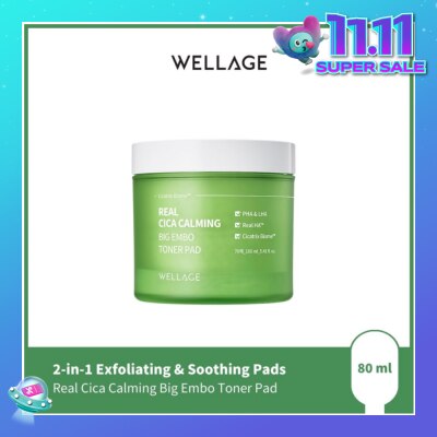 WELLAGE Real Cica Calming Big Embo Toner Pad 70s