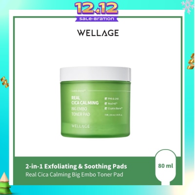 WELLAGE Real Cica Calming Big Embo Toner Pad 70s