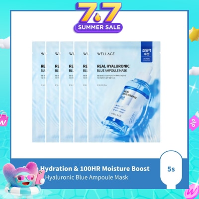 WELLAGE - Real Hyaluronic Blue Ampoule Mask 5s
