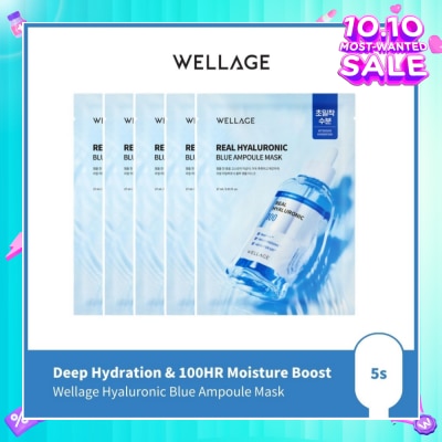 WELLAGE Real Hyaluronic Blue Ampoule Mask 5s