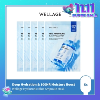 WELLAGE Real Hyaluronic Blue Ampoule Mask 5s