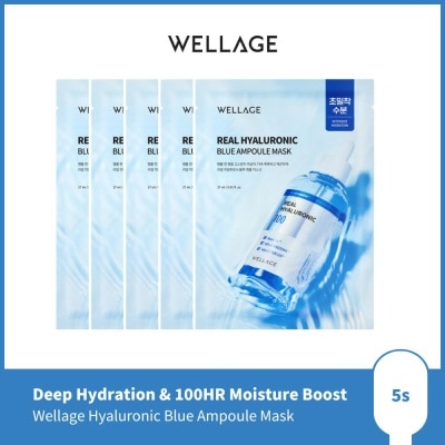 WELLAGE Real Hyaluronic Blue Ampoule Mask 5s