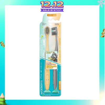 WATSONS Super Dense Petal Soft Charcoal Toothbrush 2s