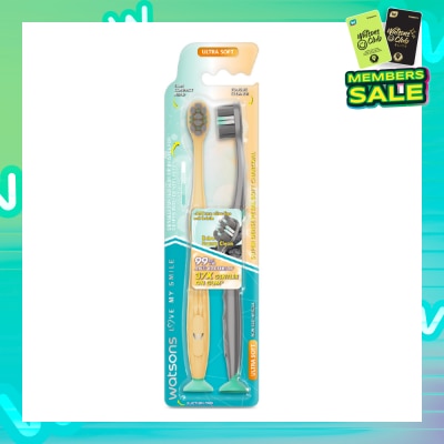 WATSONS Super Dense Petal Soft Charcoal Toothbrush 2s