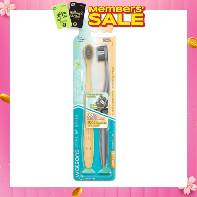WATSONS Super Dense Petal Soft Charcoal Toothbrush 2s