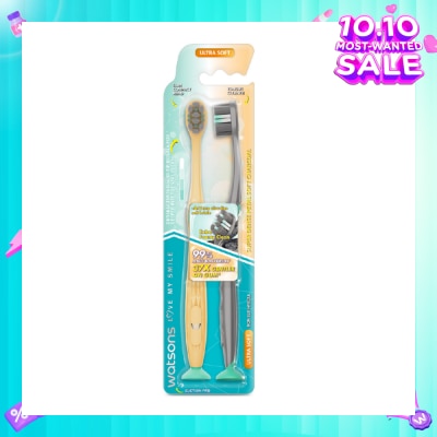 WATSONS Super Dense Petal Soft Charcoal Toothbrush 2s