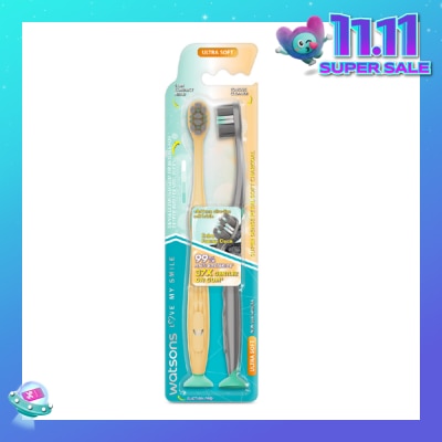 WATSONS Super Dense Petal Soft Charcoal Toothbrush 2s