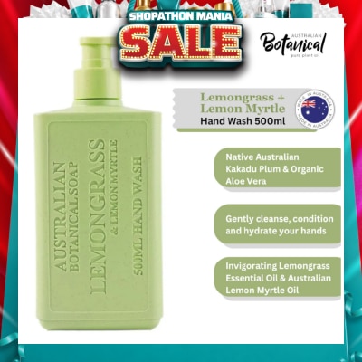 ABS - Australian Botanical Soap Lemongrass & Lemon Myrtle (Kakadu Plum Coconut Oil Organic Aloe Vera Lemongrass And Myrtle Oil) Hand Wash 500ml