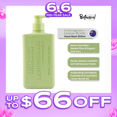 ABS - Australian Botanical Soap Lemongrass & Lemon Myrtle (Kakadu Plum Coconut Oil Organic Aloe Vera Lemongrass And Myrtle Oil) Hand Wash 500ml