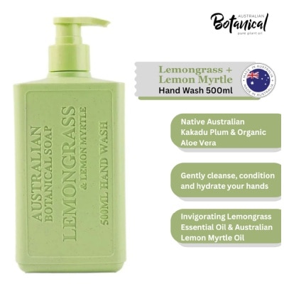 ABS Australian Botanical Soap Lemongrass & Lemon Myrtle (Kakadu Plum Coconut Oil Organic Aloe Vera Lemongrass And Myrtle Oil) Hand Wash 500ml