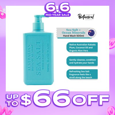 ABS - Australian Botanical Soap Sea Salt With Ocean Minerals (Kakadu Plum Coconut Oil Organic Aloe Vera And Sea Salt) Hand Wash 500ml