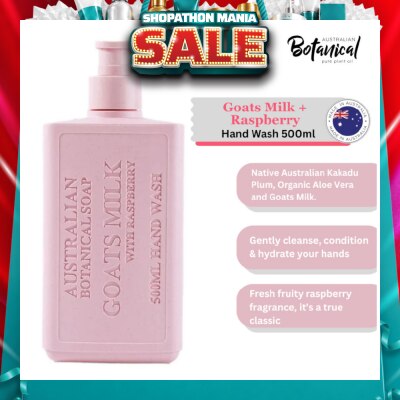 ABS - Australian Botanical Soap Goats Milk & Raspberry (Kakadu Plum Coconut Oil Organic Aloe Vera And Raspberry) Hand Wash 500ml
