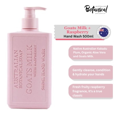 ABS Australian Botanical Soap Goats Milk & Raspberry (Kakadu Plum Coconut Oil Organic Aloe Vera And Raspberry) Hand Wash 500ml
