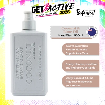 ABS - Australian Botanical Soap Coconut & Lime (Kakadu Plum Coconut Oil And Organic Aloe Vera And Lime) Hand Wash 500ml image