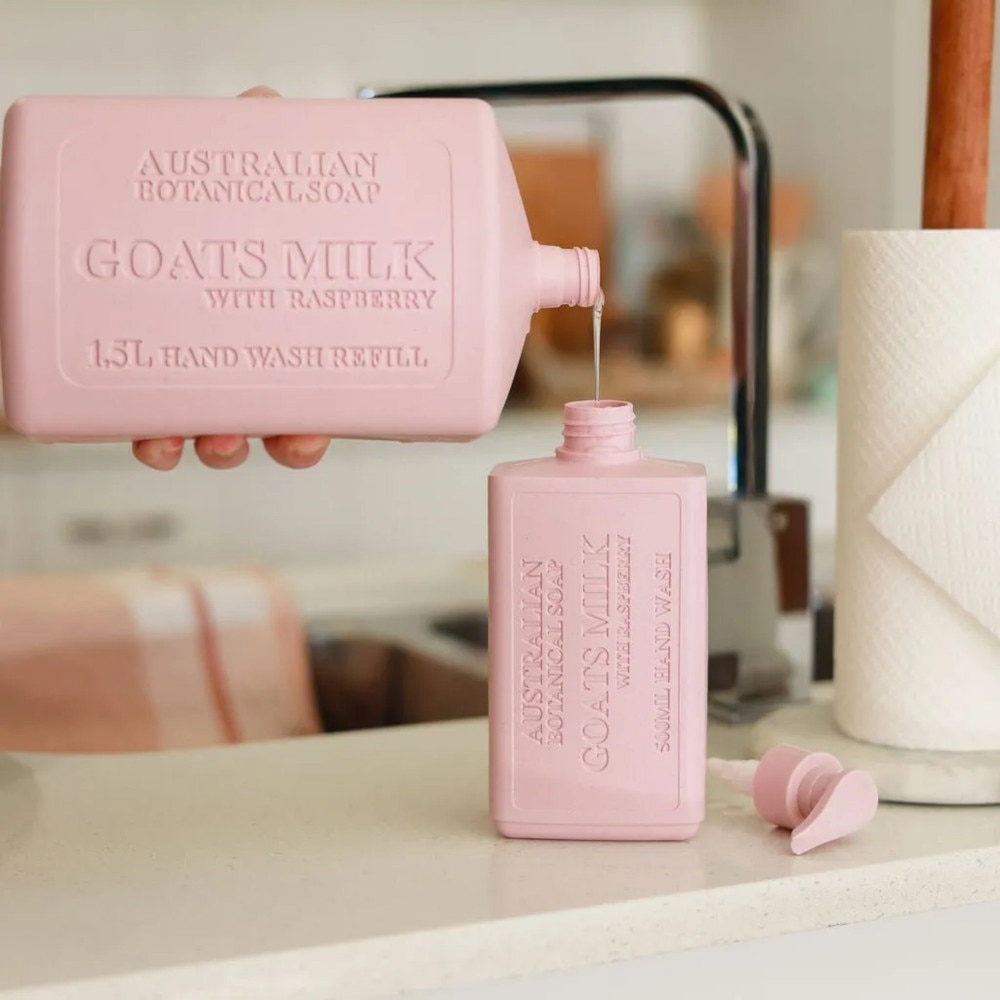 Australian Botanical Soap Goats Milk & Raspberry Hand Wash (Kakadu Plum Coconut Oil Organic Aloe Vera And Raspberry) Refill 1.5L