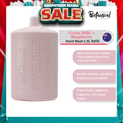 ABS - Australian Botanical Soap Goats Milk & Raspberry Hand Wash (Kakadu Plum Coconut Oil Organic Aloe Vera And Raspberry) Refill 1.5L (Expiry: Jan`2027)