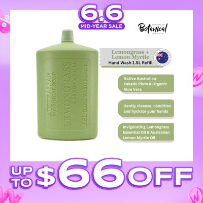 ABS - Australian Botanical Soap Lemongrass & Lemon Myrtle Hand Wash (Kakadu Plum Coconut Oil Organic Aloe Vera Lemongrass And Myrtle Oil) Refill 1.5L
