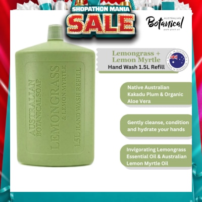ABS - Australian Botanical Soap Lemongrass & Lemon Myrtle Hand Wash (Kakadu Plum Coconut Oil Organic Aloe Vera Lemongrass And Myrtle Oil) Refill 1.5L