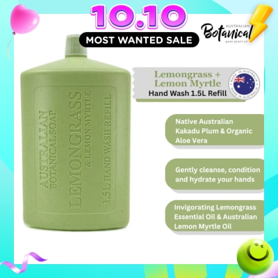 ABS Australian Botanical Soap Lemongrass & Lemon Myrtle Hand Wash (Kakadu Plum Coconut Oil Organic Aloe Vera Lemongrass And Myrtle Oil) Refill 1.5L image