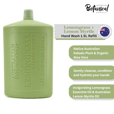 ABS Australian Botanical Soap Lemongrass & Lemon Myrtle Hand Wash  (Kakadu Plum Coconut Oil Organic Aloe Vera Lemongrass And Myrtle Oil) Refill 1.5L