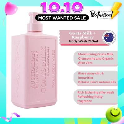 ABS Australian Botanical Soap Goats Milk With Raspberry (Goat Milk Chamomile Organic Aloe Vera And Raspberry) Body Wash 750ml image