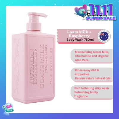 ABS Australian Botanical Soap Goats Milk With Raspberry (Goat Milk Chamomile Organic Aloe Vera And Raspberry) Body Wash 750ml