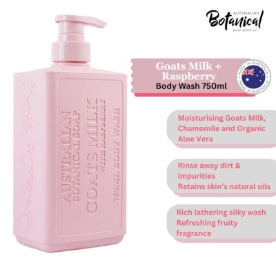 ABS Australian Botanical Soap Goats Milk With Raspberry (Goat Milk Chamomile Organic Aloe Vera And Raspberry) Body Wash 750ml