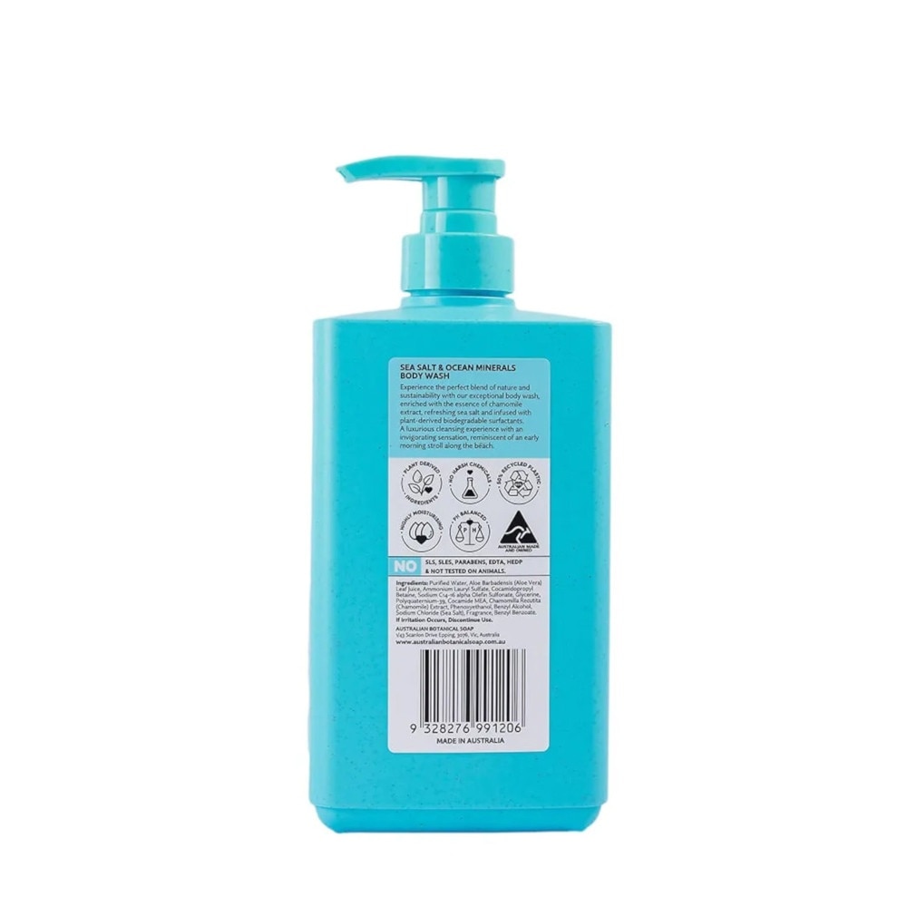 Australian Botanical Soap Sea Salt With Ocean Minerals (Chamomile Organic Aloe Vera And Sea Salt) Body Wash 750ml