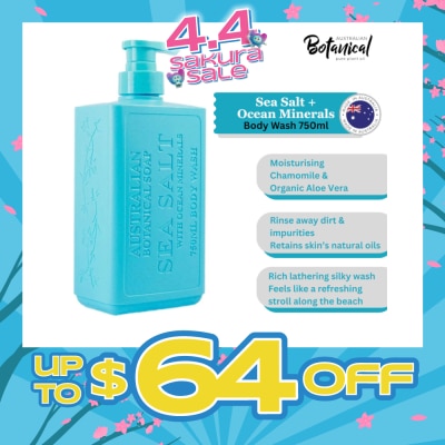 ABS - Australian Botanical Soap Sea Salt With Ocean Minerals (Chamomile Organic Aloe Vera And Sea Salt) Body Wash 750ml