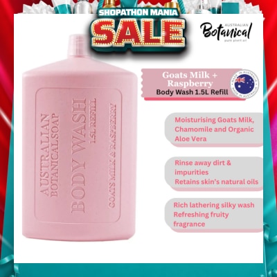 ABS - Australian Botanical Soap Goats Milk With Raspberry Body Wash  (Goat Milk Chamomile Organic Aloe Vera And Raspberry) Refill 1.5L