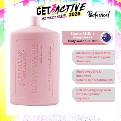 ABS - Australian Botanical Soap Goats Milk With Raspberry Body Wash (Goat Milk Chamomile Organic Aloe Vera And Raspberry) Refill 1.5L (Expiry: Jun`2027) image