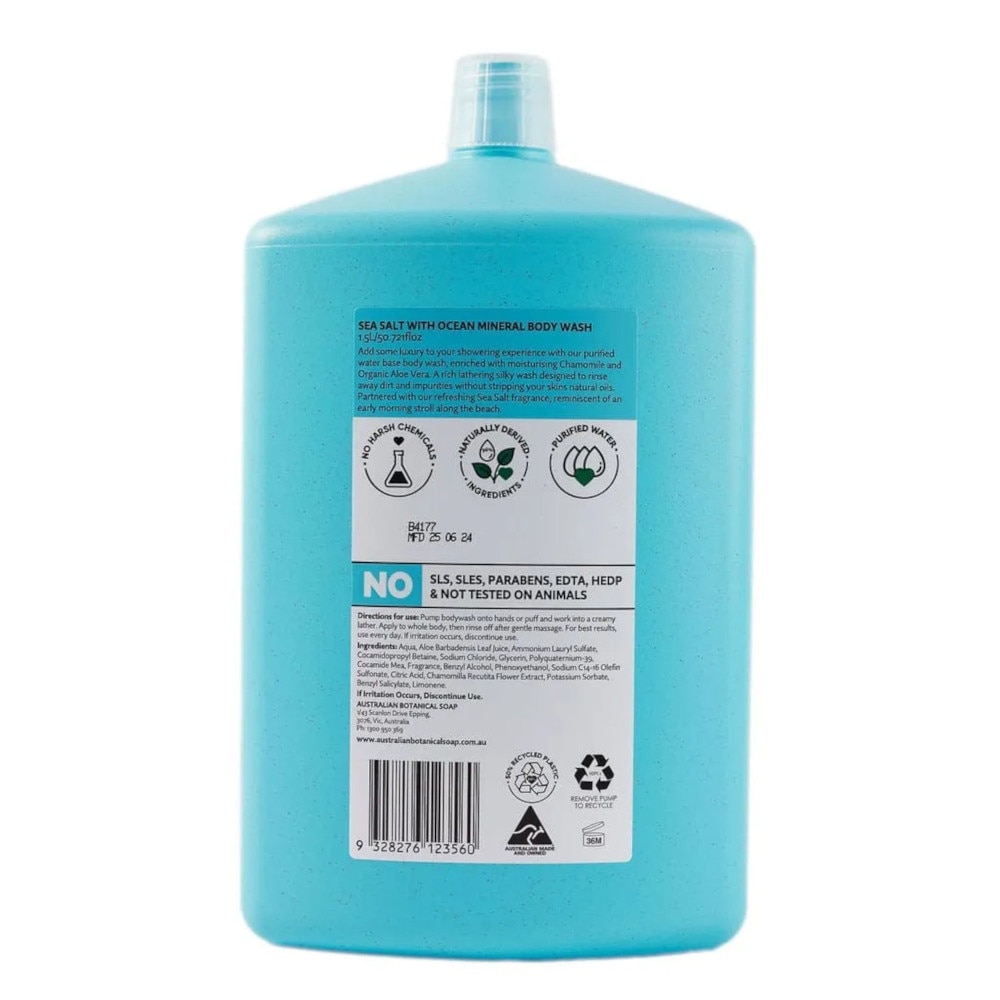 Australian Botanical Soap Sea Salt With Ocean Mineral  (Chamomile Organic Aloe Vera And Sea Salt) Body Wash 1.5L