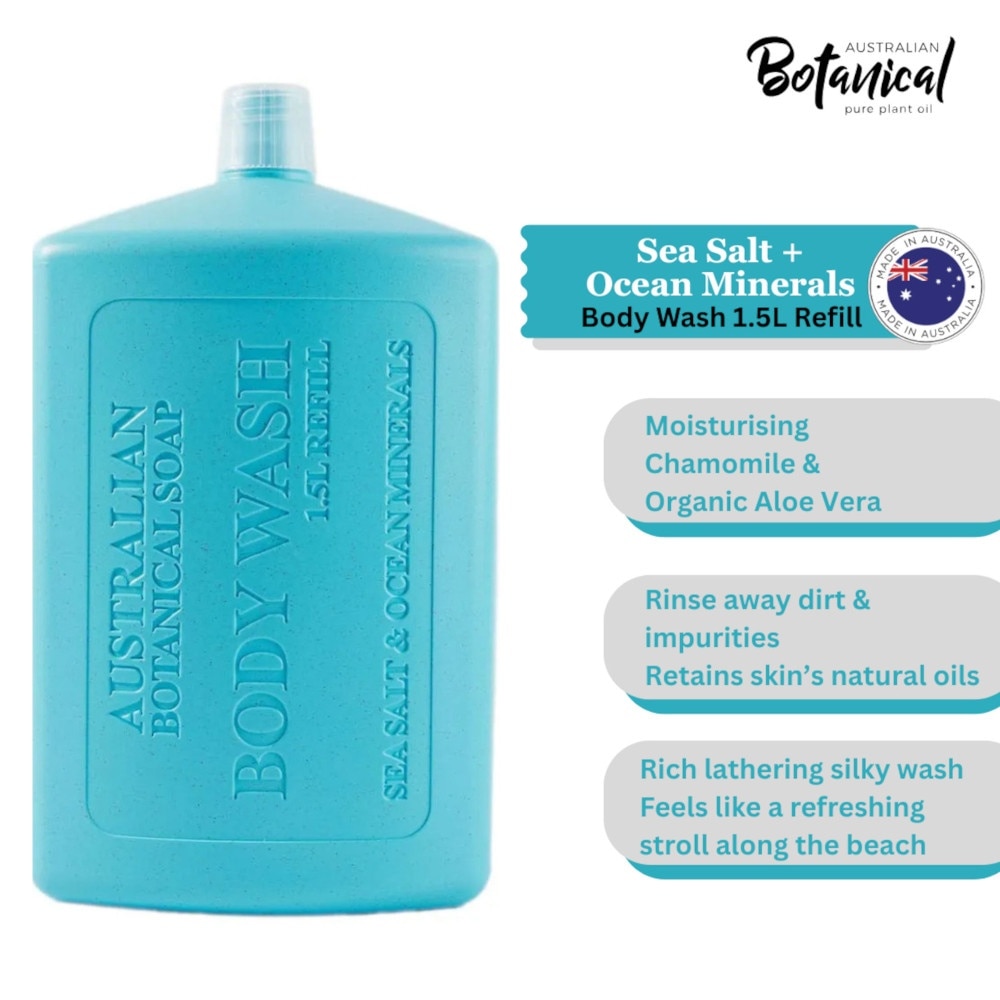 Australian Botanical Soap Sea Salt With Ocean Mineral  (Chamomile Organic Aloe Vera And Sea Salt) Body Wash 1.5L