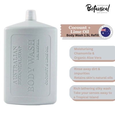 ABS Australian Botanical Soap Coconut & Lime Body Wash (Chamomile Organic Aloe Vera Coconut And Lime) Refill 1.5L