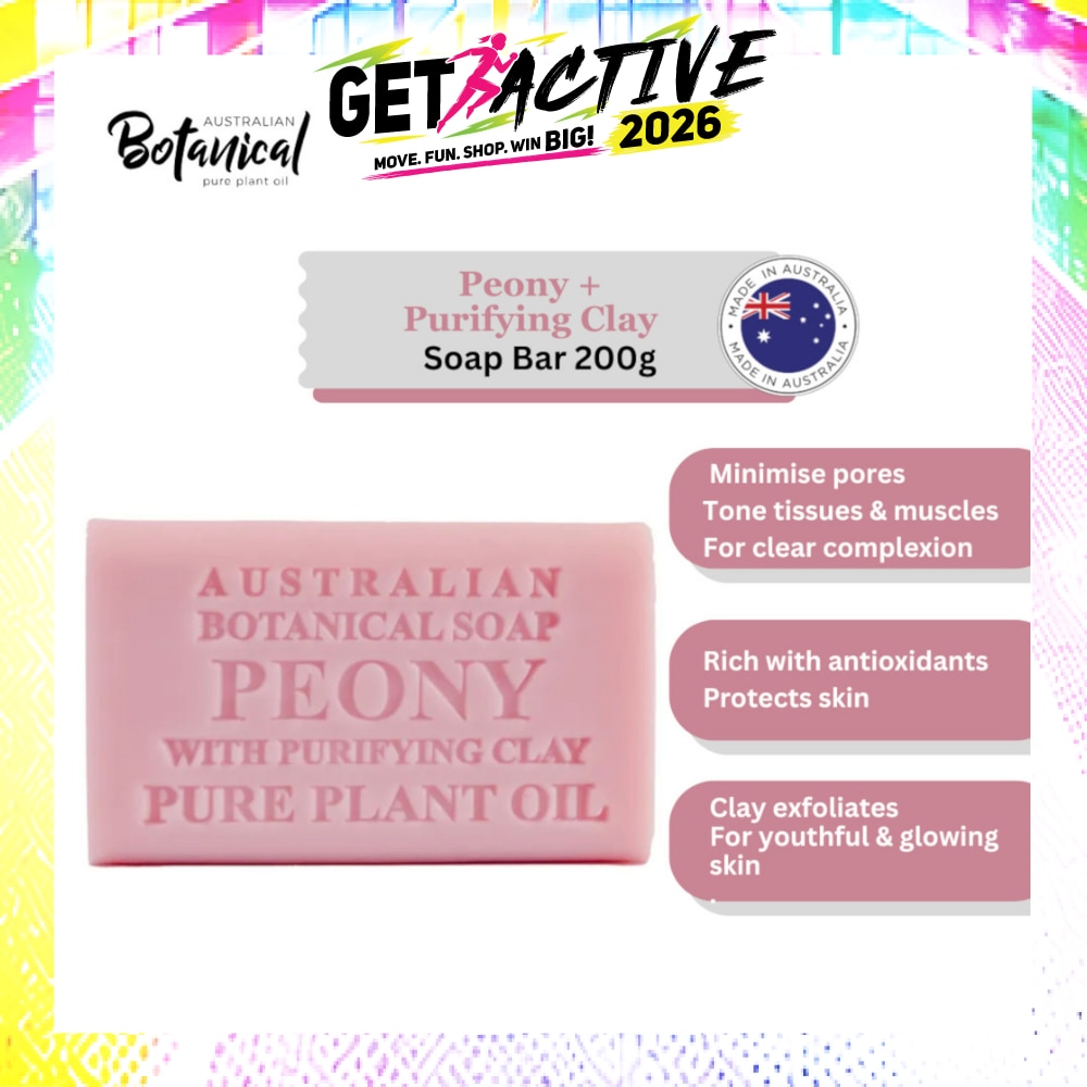 Australian Botanical Soap Peony Rose With Purifying Clay Soap Bar 200g image