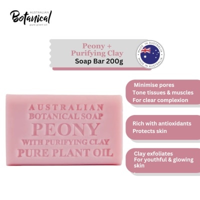 ABS Australian Botanical Soap Peony Rose With Purifying Clay Soap Bar 200g