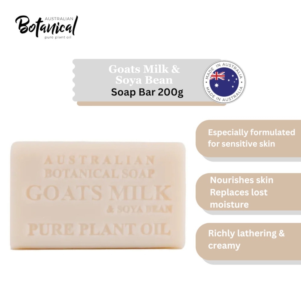 Australian Botanical Soap Goats Milk With Soya Bean Oil Soap Bar 200g
