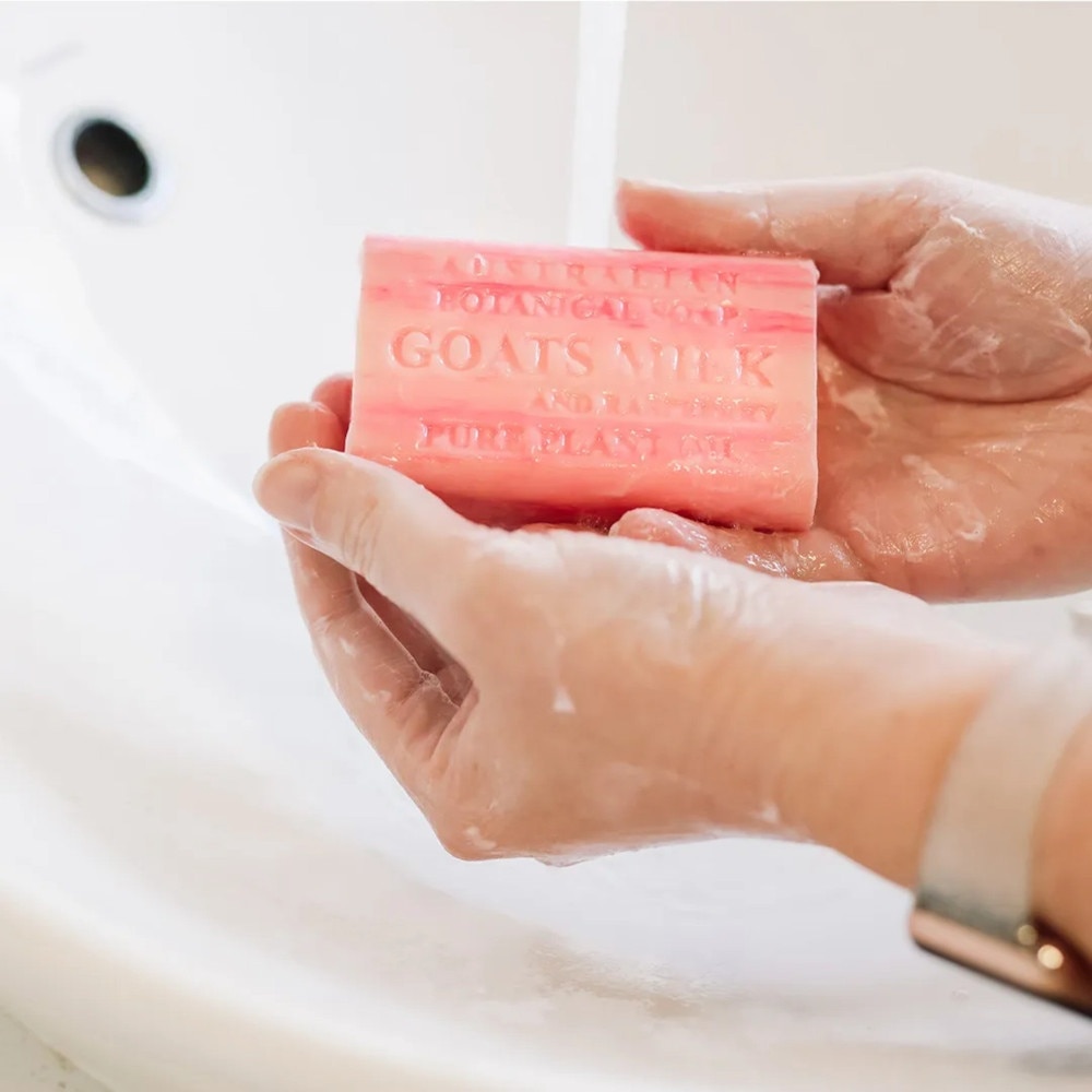 Australian Botanical Soap Goats Milk With Raspberry Soap Bar 200g