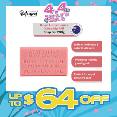 ABS - Australian Botanical Soap Rose Geranium With Rosehip Oil Soap Bar 200g