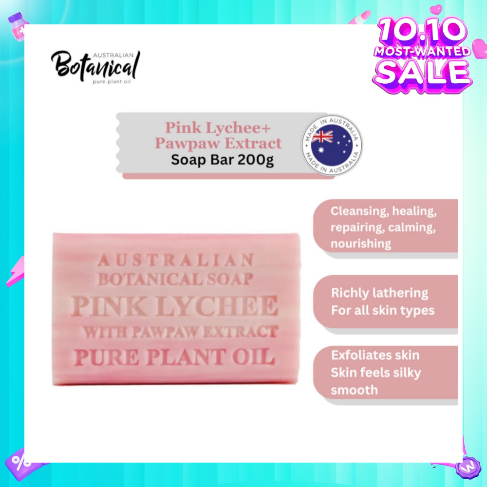 Australian Botanical Soap Pink Lychee With Pawpaw Extract Soap Bar 200g