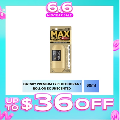GATSBY - Premium Type Deodorant Roll On Ex Unscented 60ml