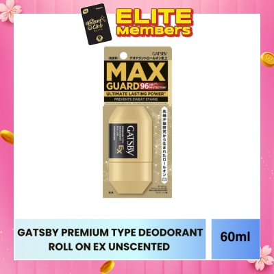GATSBY Premium Type Deodorant Roll On Ex Unscented 60ml