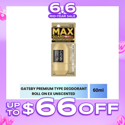 GATSBY - Premium Type Deodorant Roll On Ex Unscented 60ml