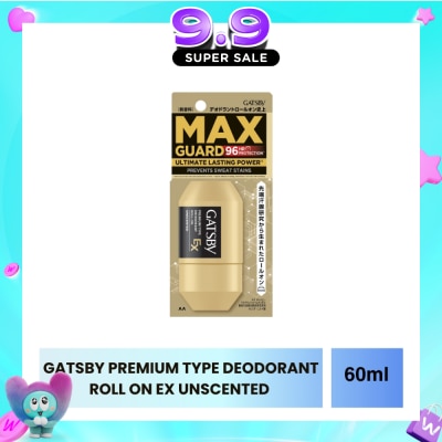 GATSBY - Premium Type Deodorant Roll On Ex Unscented 60ml image