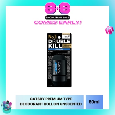 GATSBY - Premium Type Deodorant Roll On Unscented 60ml