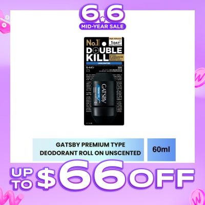 GATSBY - Premium Type Deodorant Roll On Unscented 60ml