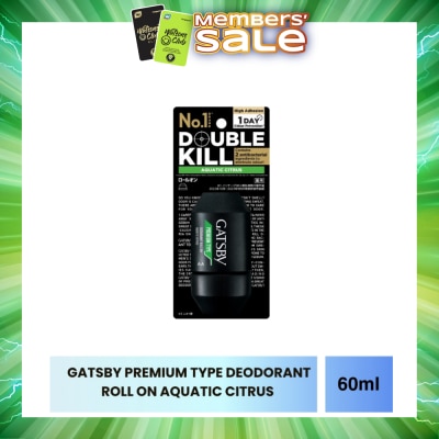 GATSBY - Premium Type Deodorant Roll On Aquatic Citrus 60ml
