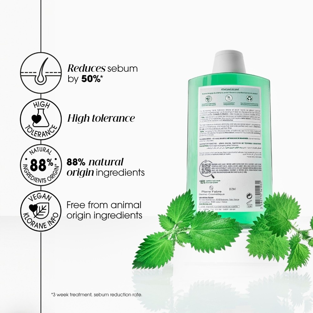 Oil Control Organic Nettle Shampoo (To Purifies, Gently Cleanses & Regulates Sebum) 400ml