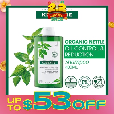 KLORANE Oil Control Organic Nettle Shampoo (To Purifies, Gently Cleanses & Regulates Sebum) 400ml